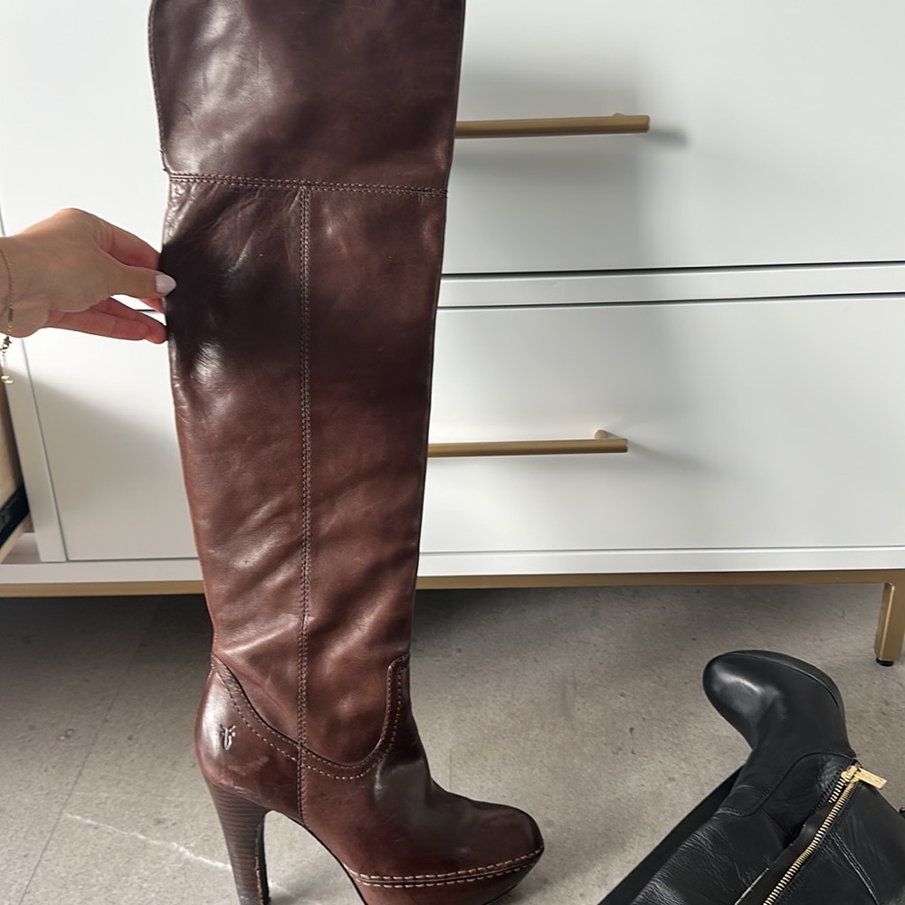 Frye over knee boots Anna cuff pull on